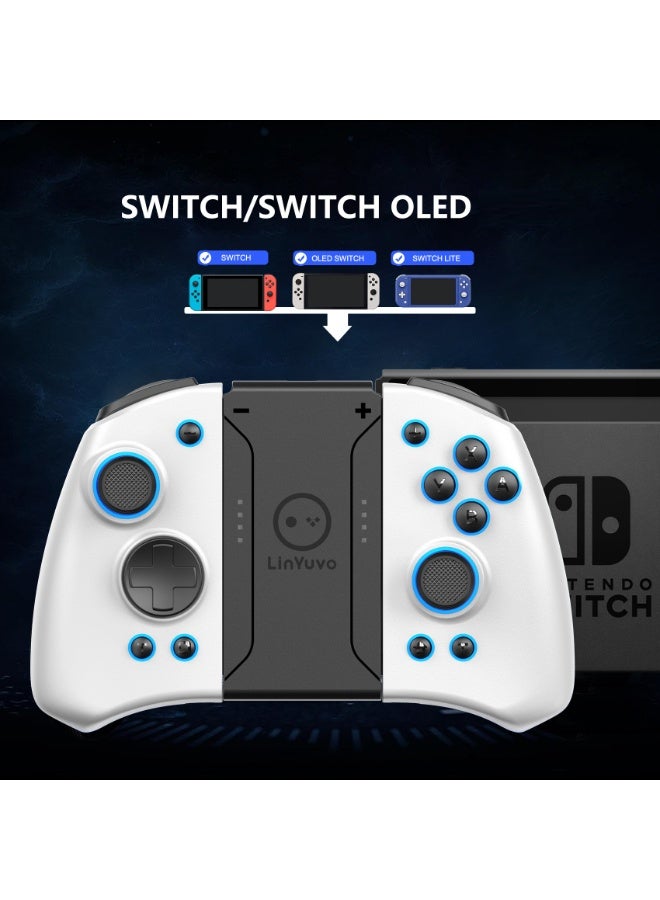LinYuvo وحدة تحكم ألعاب بلوتوث Classic Joypad LinYuvo KS33 لجهاز Switch و Switch Lite و Switch OLED مع 8 ألوان من إضاءة RGB، عصا معدنية، جيروسكوب بستة محاور، وظيفة Turbo، اهتزاز مزدوج قابل للتعديل، وظيفة الاستيقاظ، تحكم بالحركة، انفجار سريع، بطارية 500mAh - Image 4